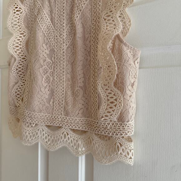 NWT Anthropologie Crochet Lace Crop Top Beige Size Large Boho - Picture 3 of 8
